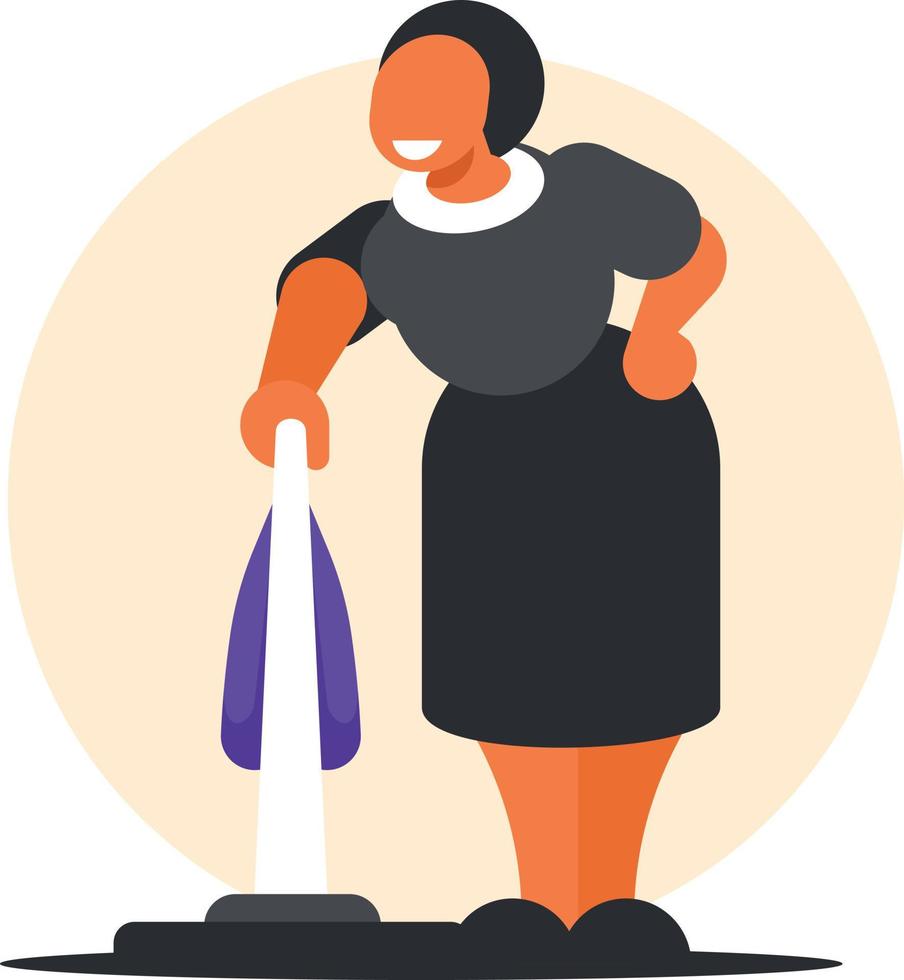 A Maid Is Vacuuming, Vector Clip Art