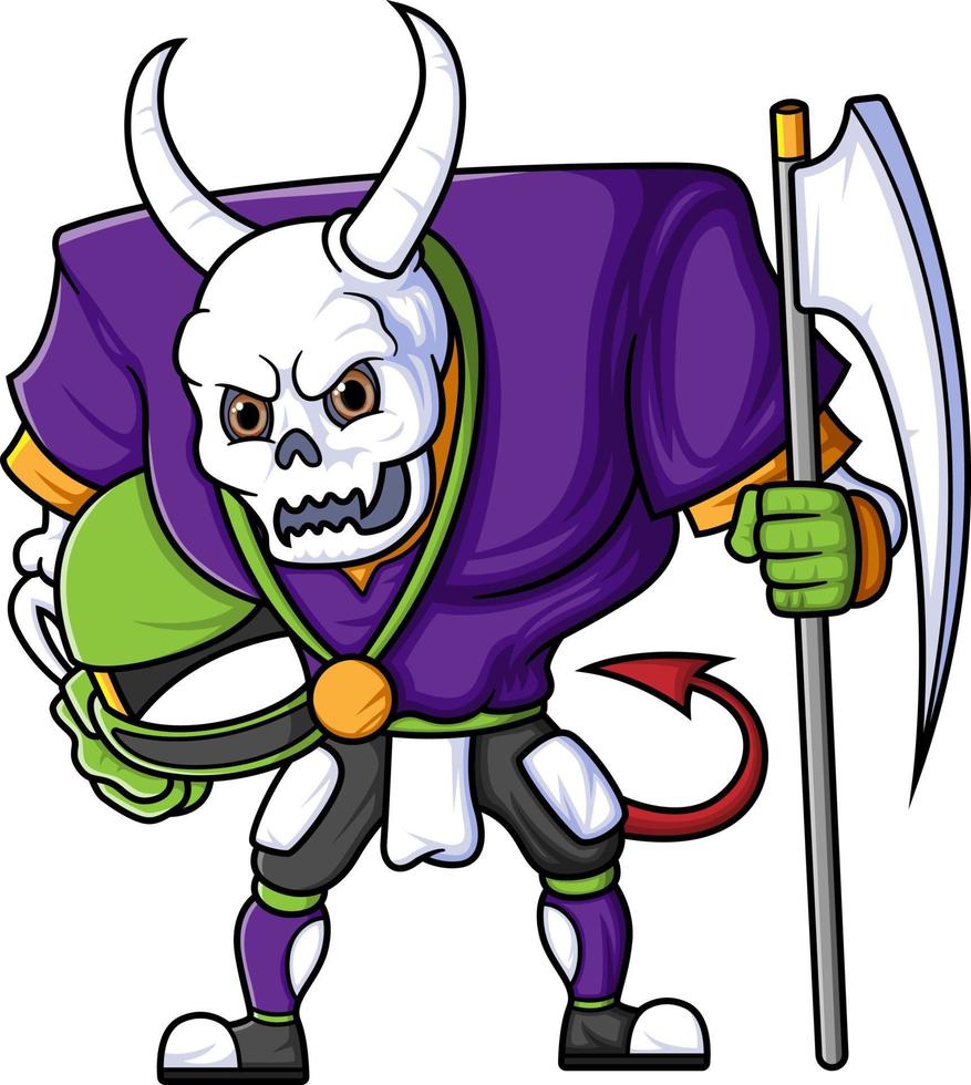 the skull mascot of American football complete with player clothe vector