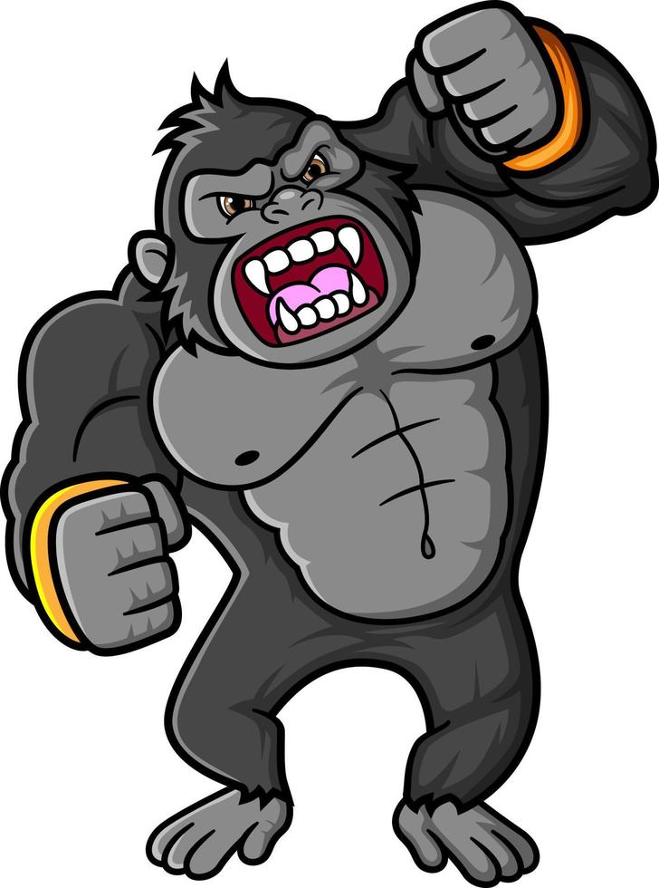 a big and strong gorilla roaring and ready to attack vector