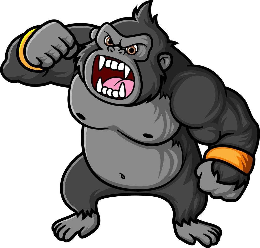 a big and strong gorilla getting angry and yelling vector