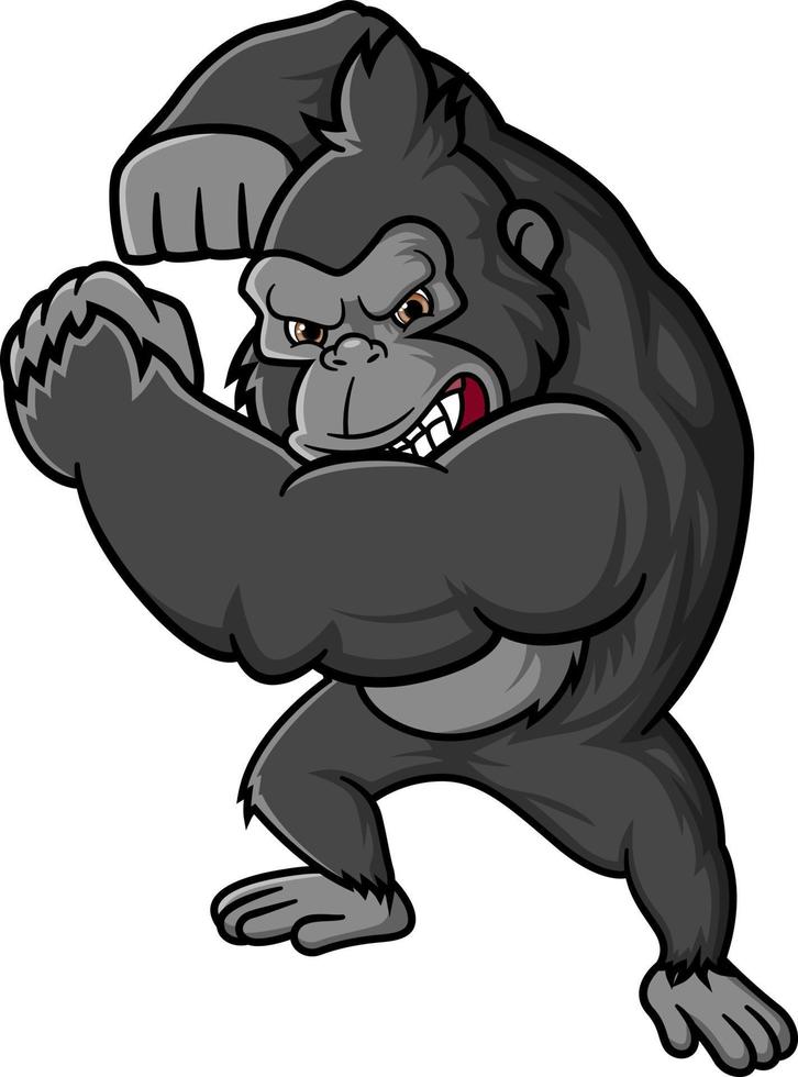 a big and strong gorilla posing and ready to fight vector