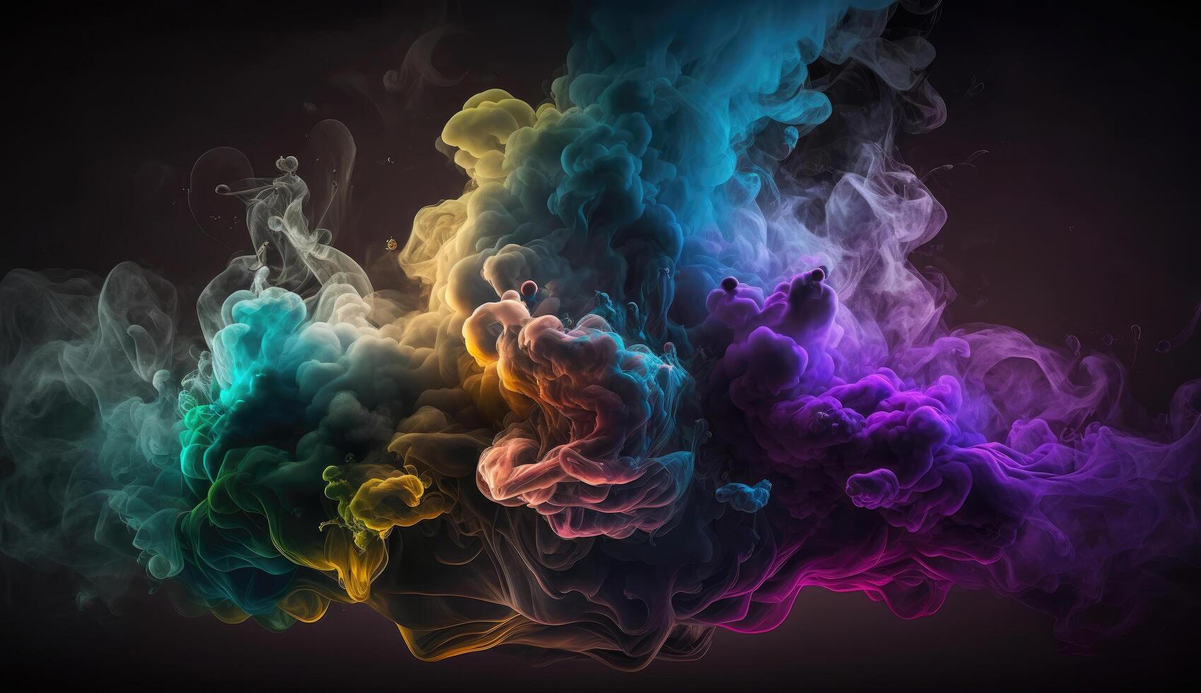 Abstract colorful of smoke background, neon light through smoke or fog, lighting in the dark scene, multi colored of cloud, mist, or smog, night backdrop for mock up, with . photo