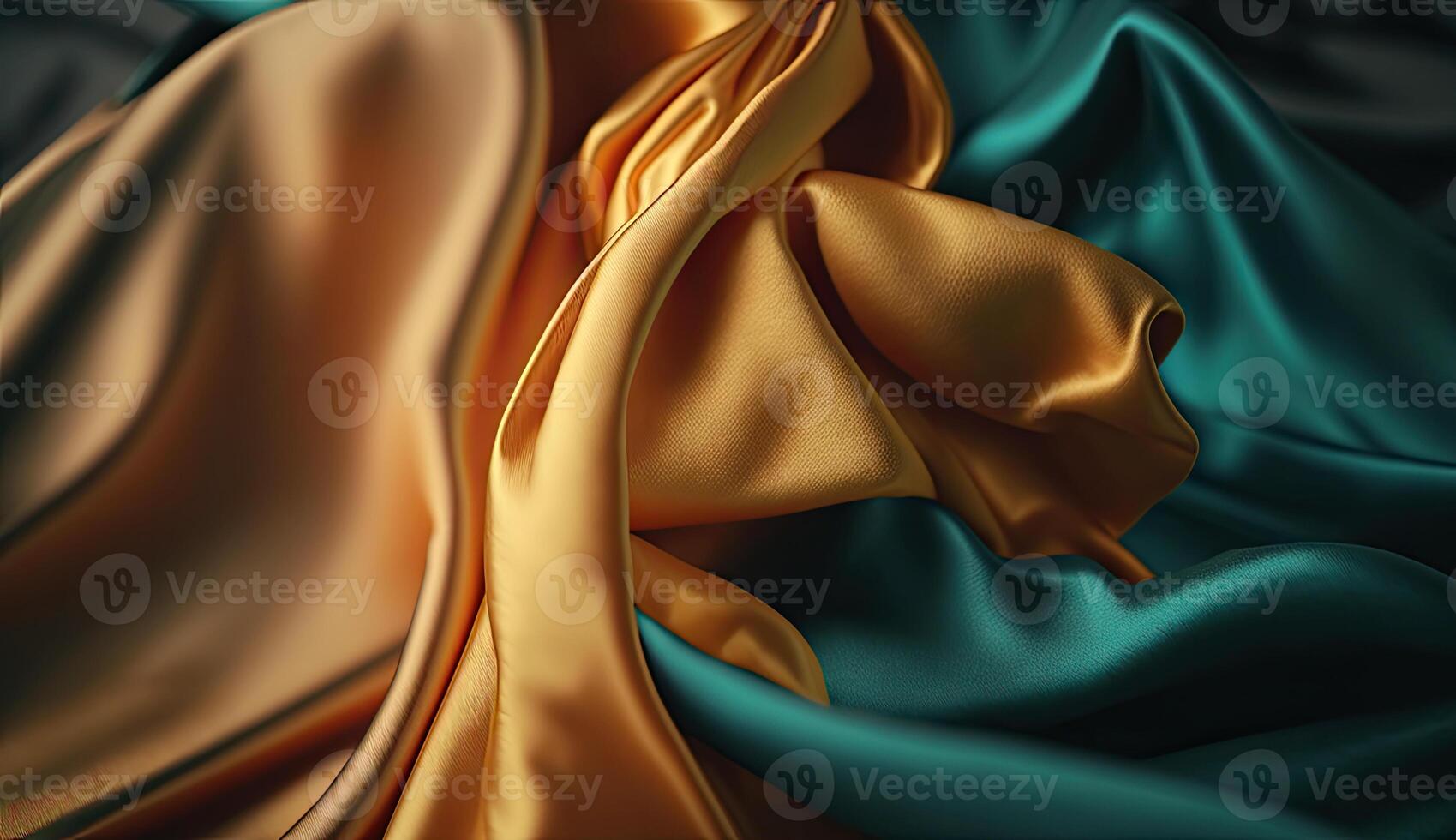 Close up of abstract rippled silk background for mock up and banner, smooth and soft fabric, minimal style scene, elegant waves clothes, with . photo