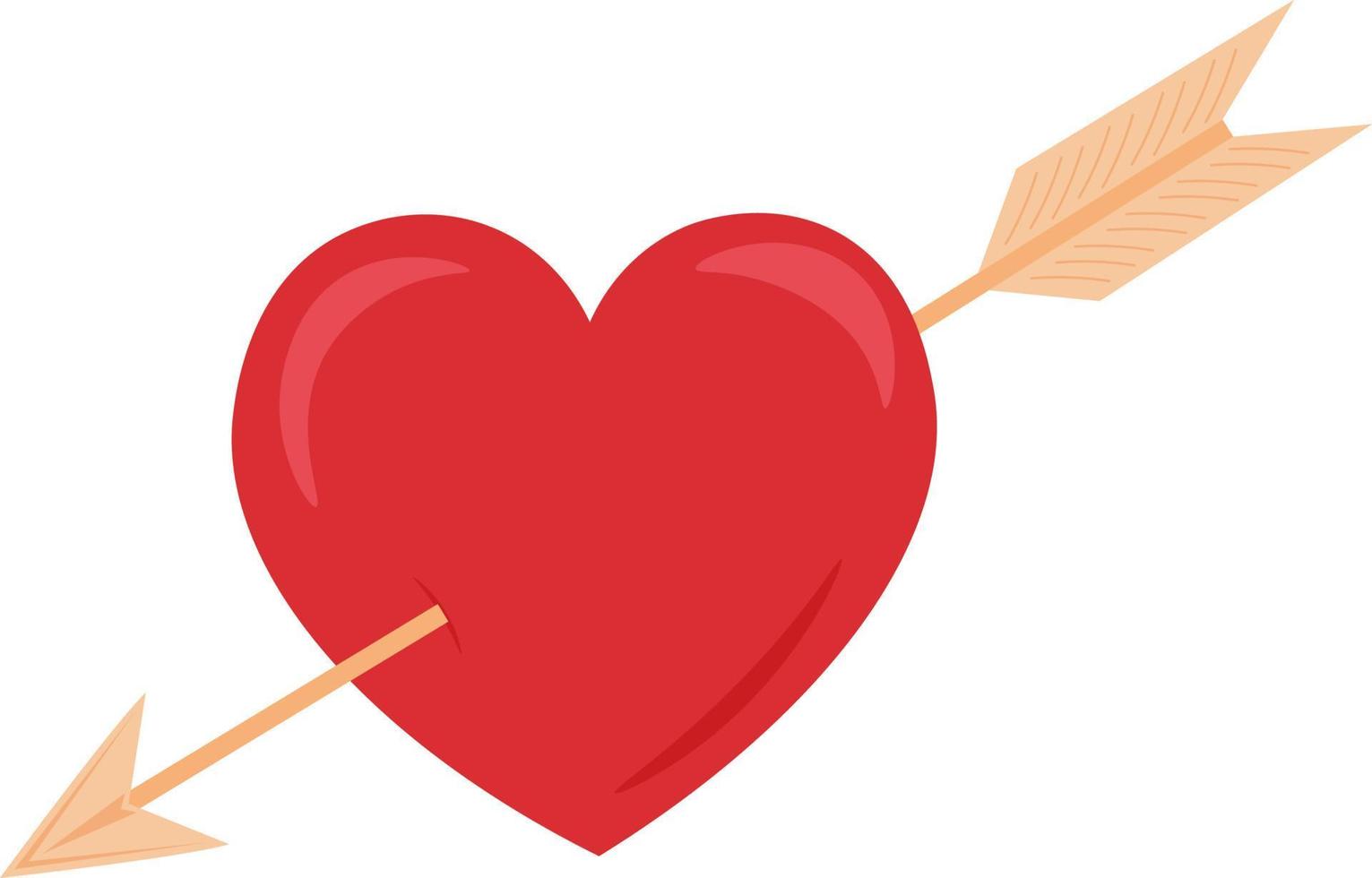 Illustration for Valentine's Day. A heart pierced through with an arrow. A symbol of love vector