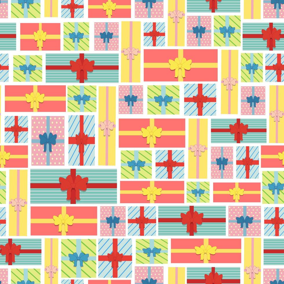 Seamless festive pattern with Christmas gifts. Christmas pattern for wrapping paper and backgrounds vector