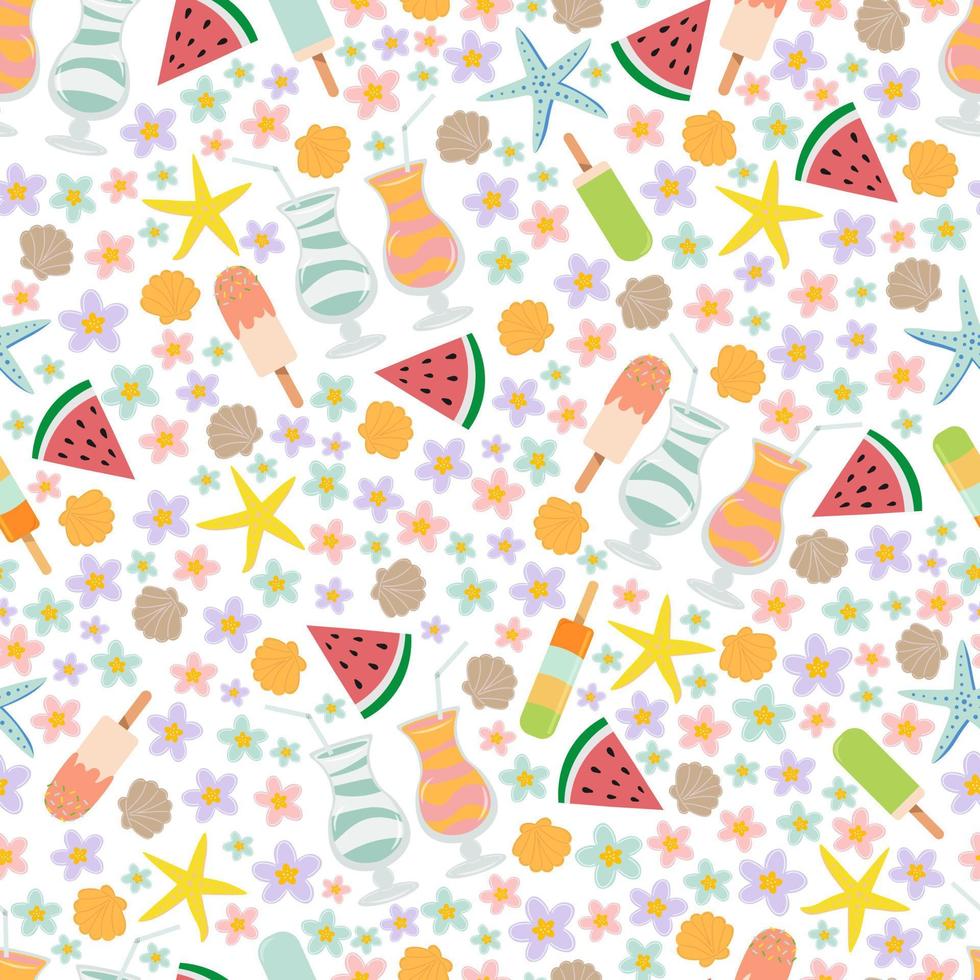 Seamless pattern with summer elements vector