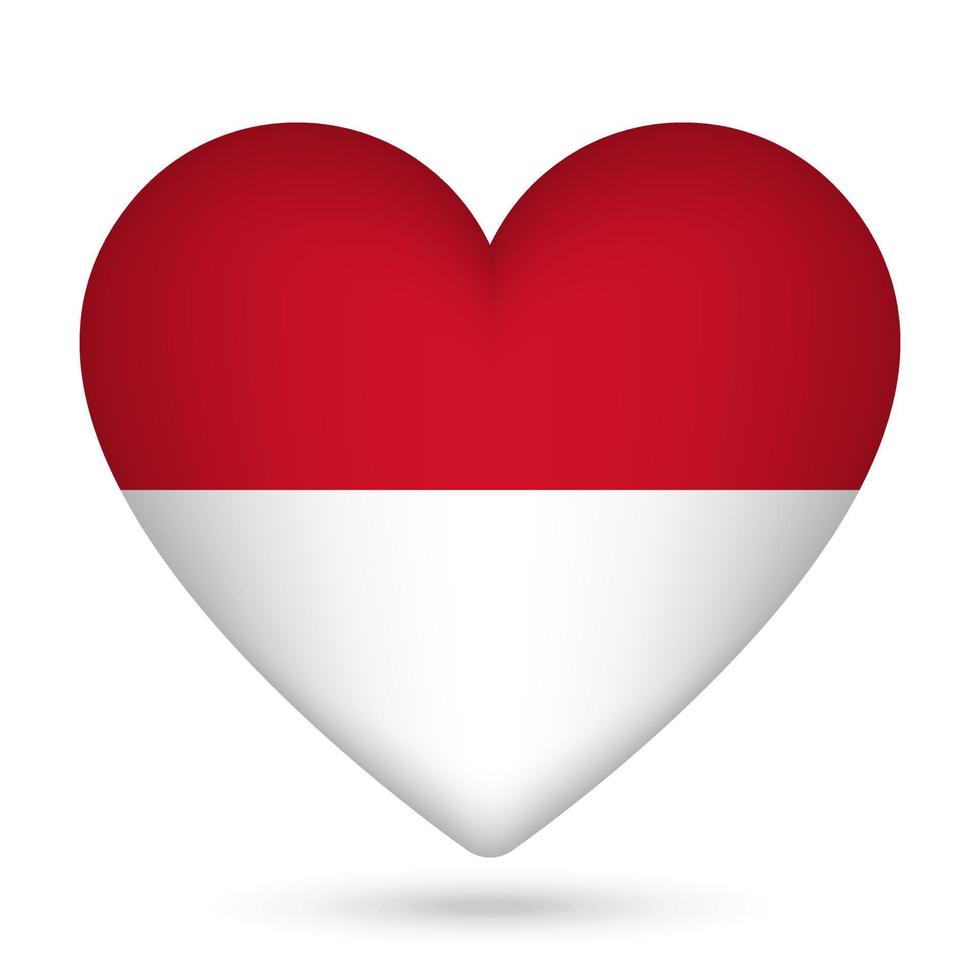 Monaco flag in heart shape. Vector illustration.