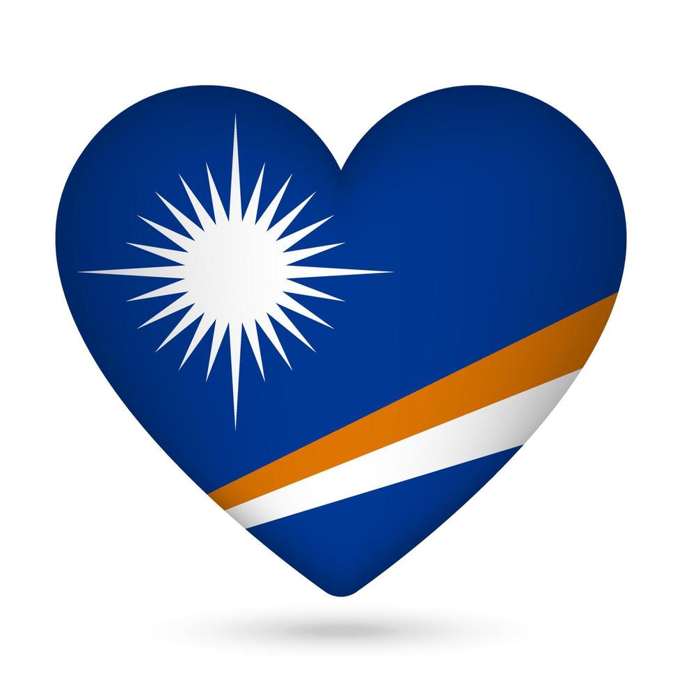 Marshall Islands flag in heart shape. Vector illustration.