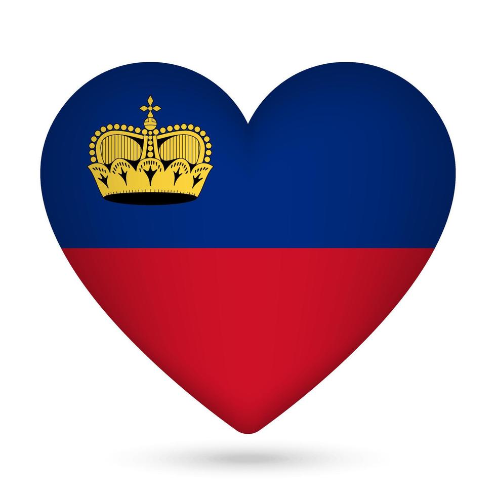 Liechtenstein flag in heart shape. Vector illustration.