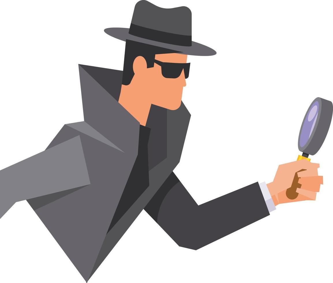 Image Of A Detective Using A Magnifying Glass vector