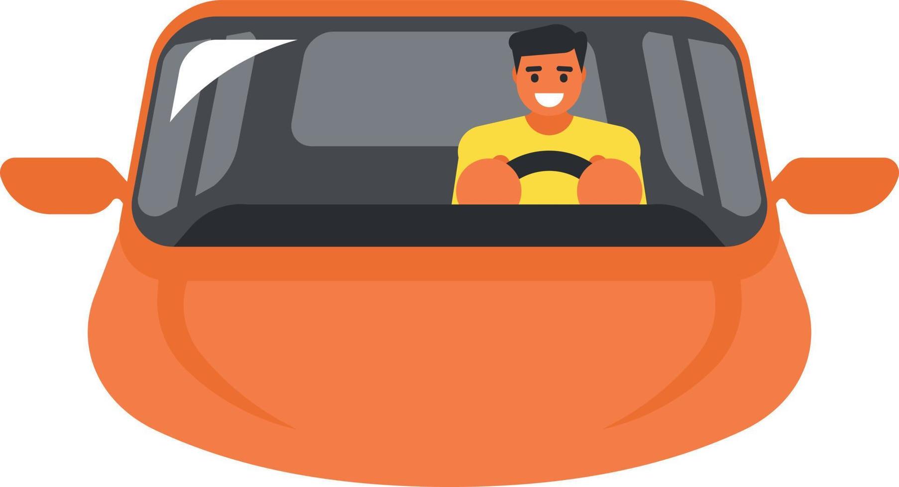 Male Person In Front Of The Steering Wheel vector