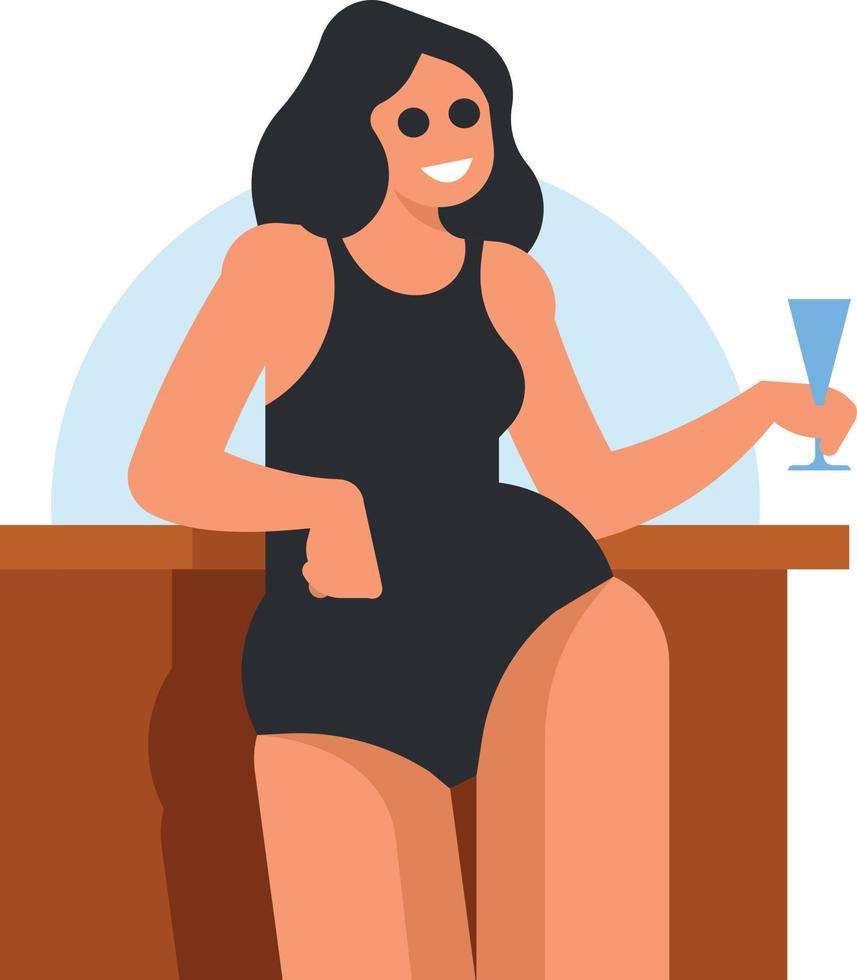 ilustración de un mujer en el playa bar vector