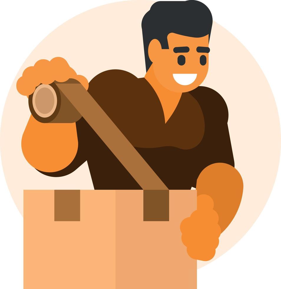 Vector Image Of A Man Packing A Parcel