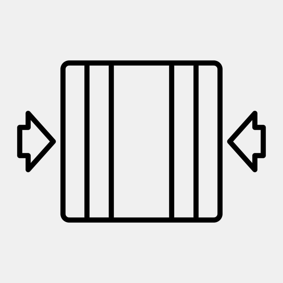 Icon clamp here. Packaging symbol elements. Icons in line style. Good for prints, posters, logo, product packaging, sign, expedition, etc. vector
