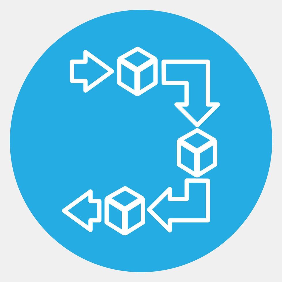 Icon use fifo system. Packaging symbol elements. Icons in blue round style. Good for prints, posters, logo, product packaging, sign, expedition, etc. vector