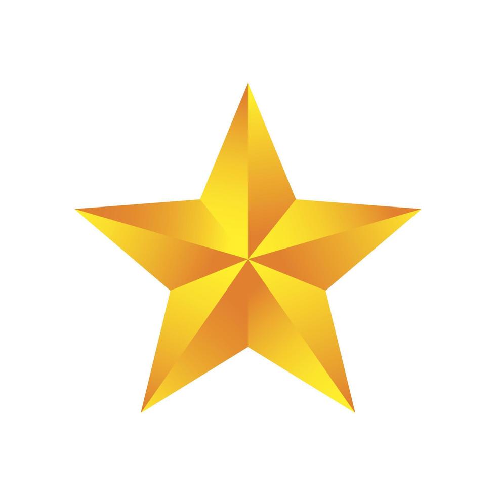 Gold Star Shiny Decoration Isolated Vector Illustration