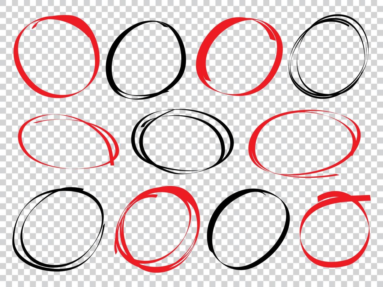 Hand drawn scribble line circles and arrows.  doodle round circles for message note mark design element. vector illustration
