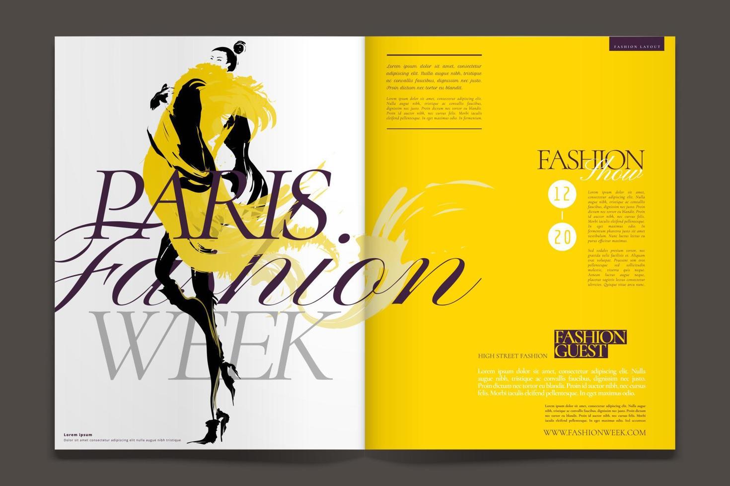 Fashion article illustration with sexy woman wearing yellow fur coat vector