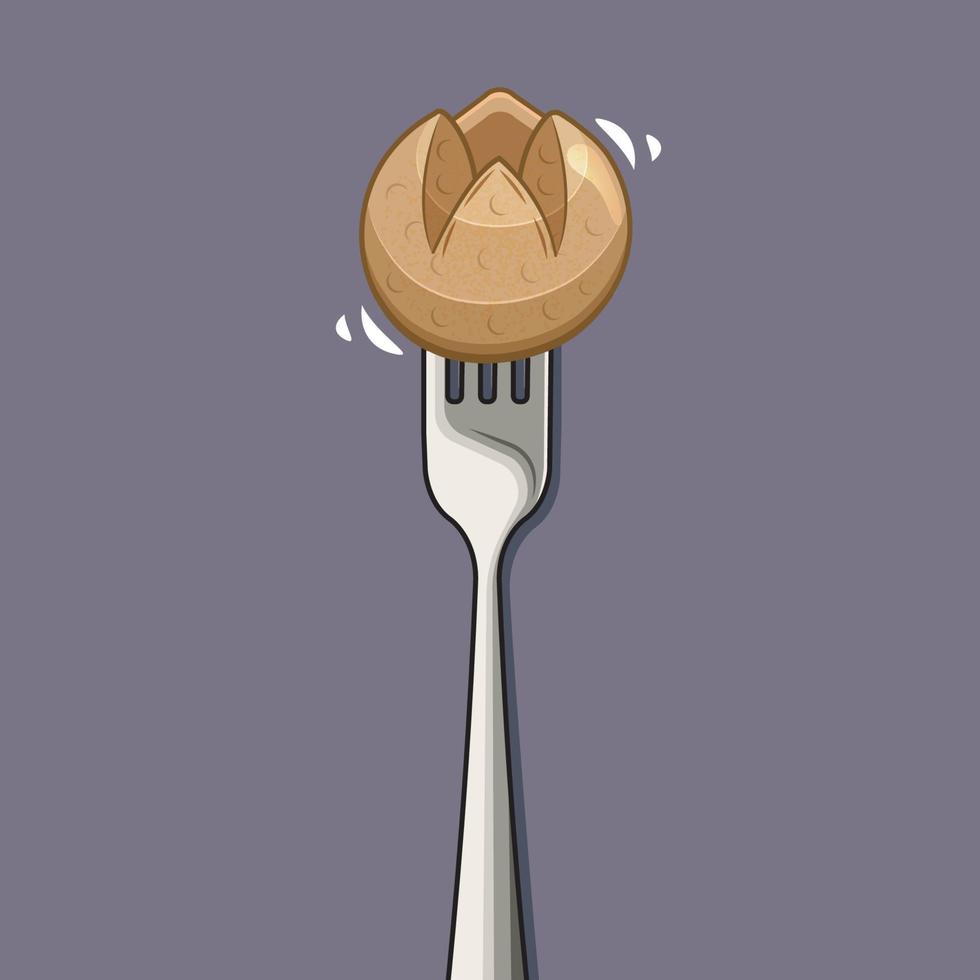 Still Life. Meat Ball In Fork vector illustration free download