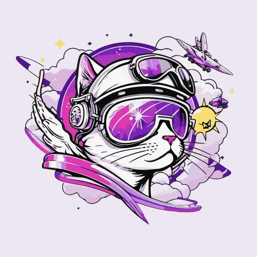 cute space cat vector illustration