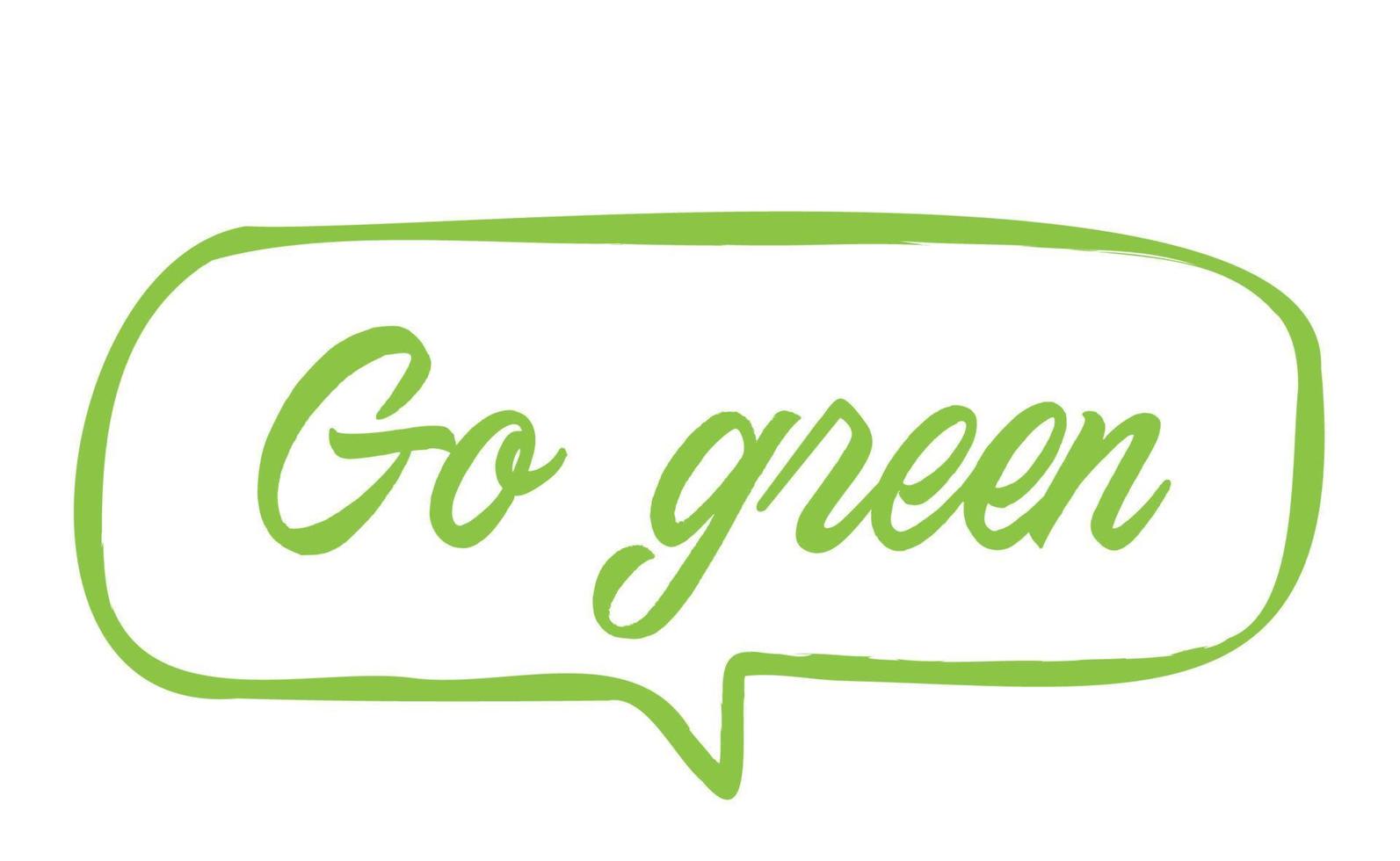 Go green. Eco friendly message in bubble speech. Dialog balloon with environmental phrase. vector