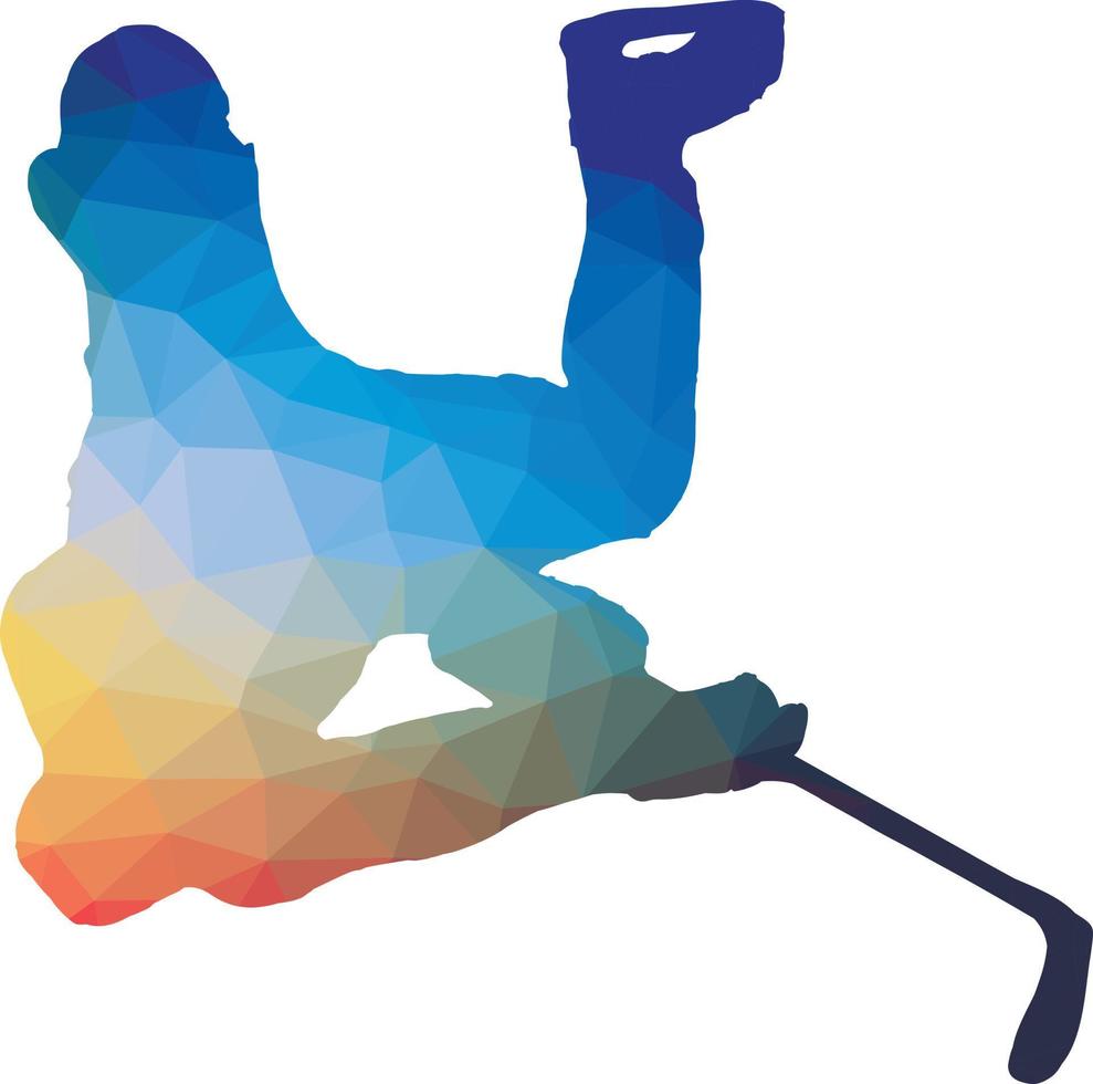 Image Of A Hockey Player Hitting A Puck vector