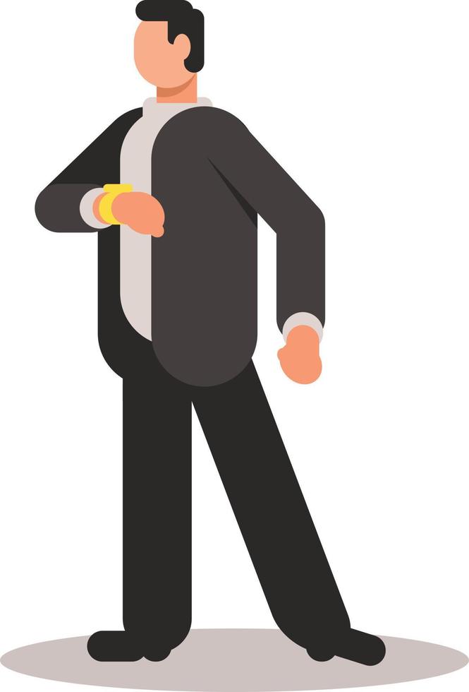 Image Of A Man Checking Time On His Wrist Watch vector