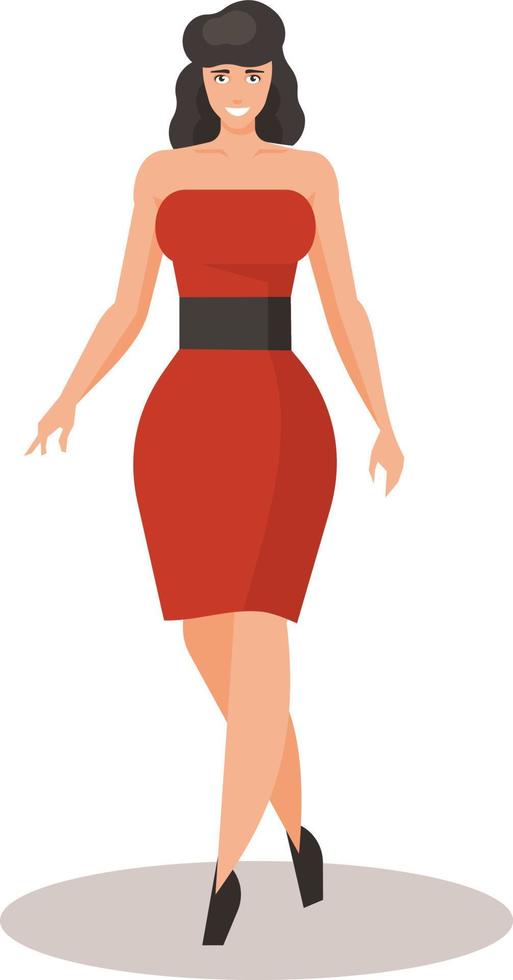 Image Of A Woman In Red Dress vector