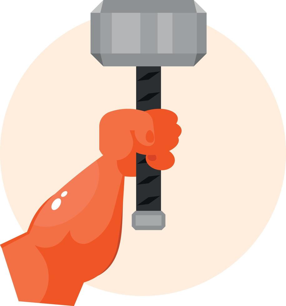 A Muscular Hand Is Holding Thor'S Hammer vector