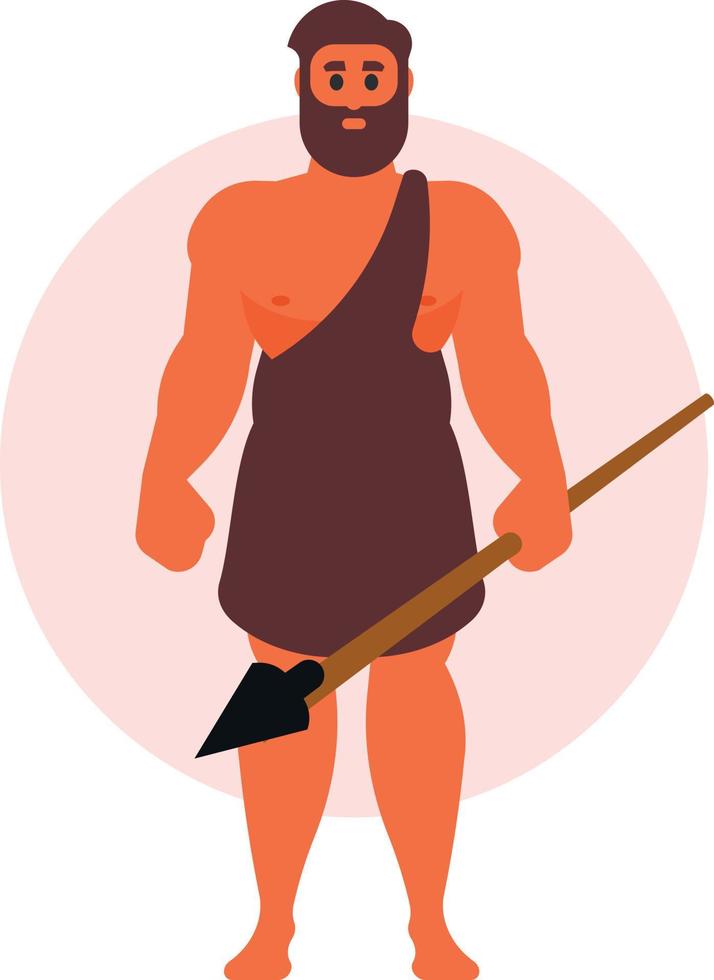 A Prehistoric Man Is Holding A Spear vector