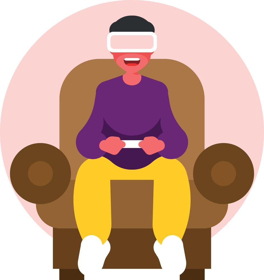 A Boy Is Playing Computer Games With A Vr Device vector