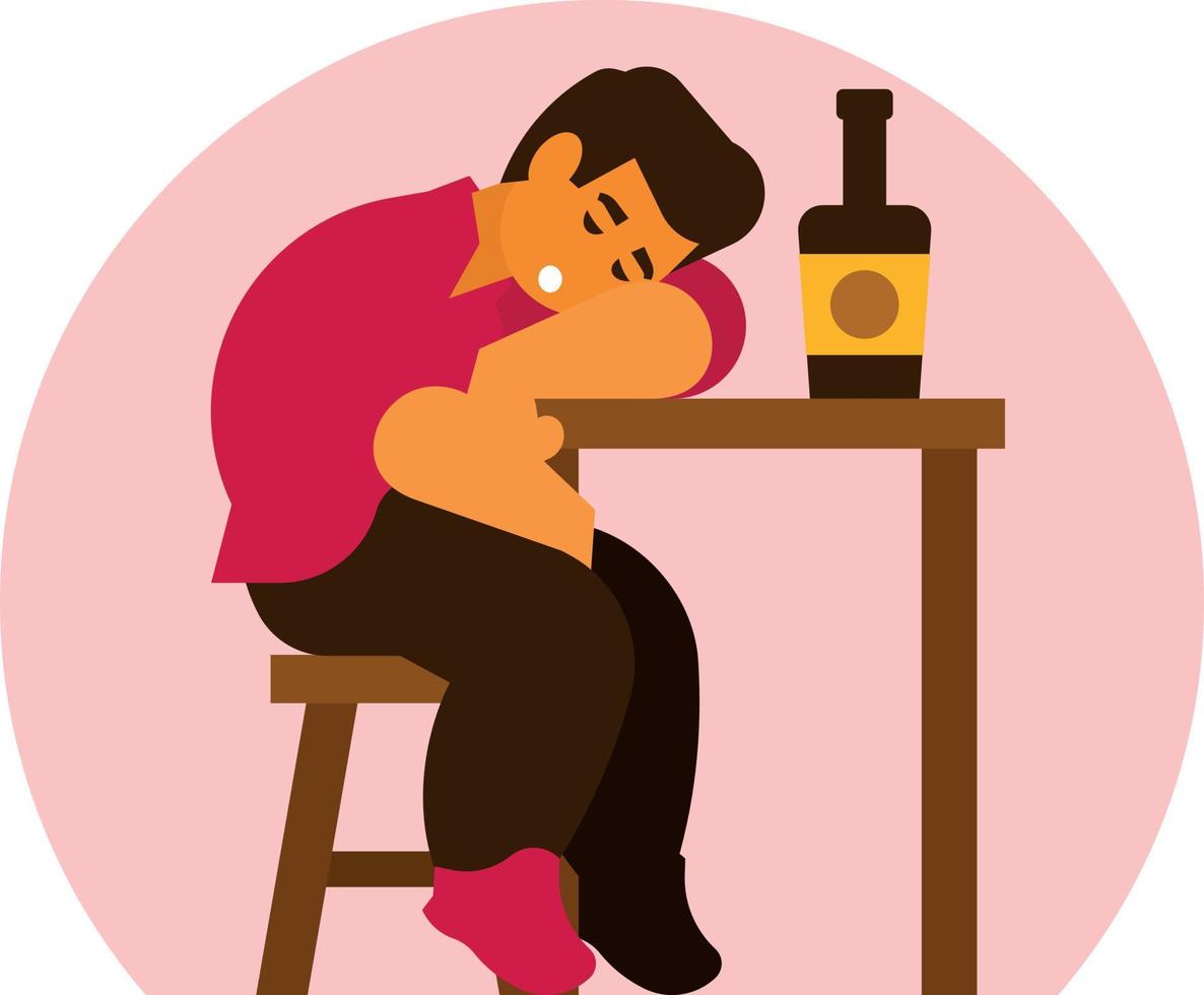 Alcohol Abuser Sleeping In The Bar vector