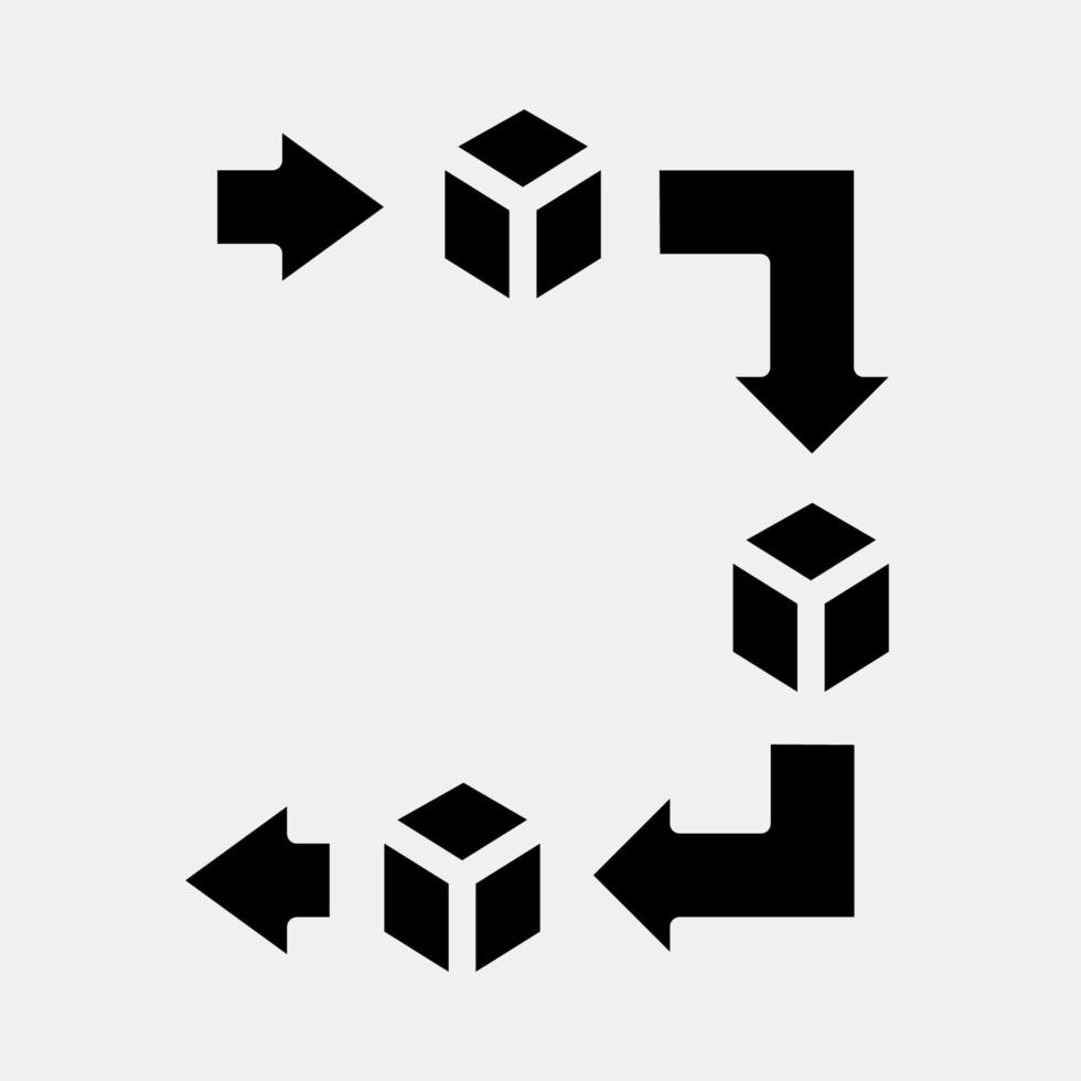 Icon use fifo system. Packaging symbol elements. Icons in glyph style. Good for prints, posters, logo, product packaging, sign, expedition, etc. vector