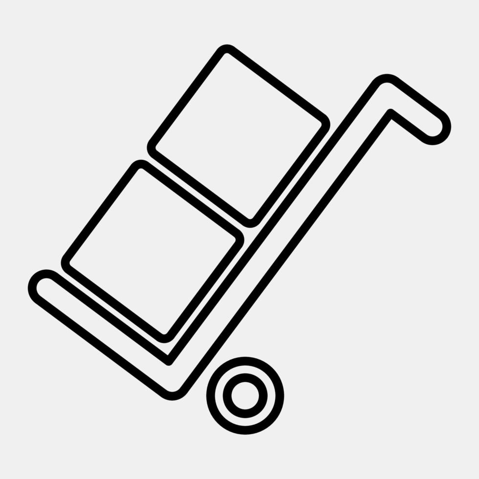 Icon use the trolley. Packaging symbol elements. Icons in line style. Good for prints, posters, logo, product packaging, sign, expedition, etc. vector