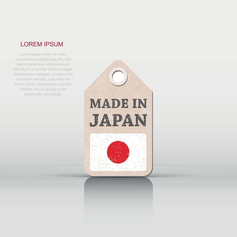 Hang tag made in Japan with flag. Vector illustration