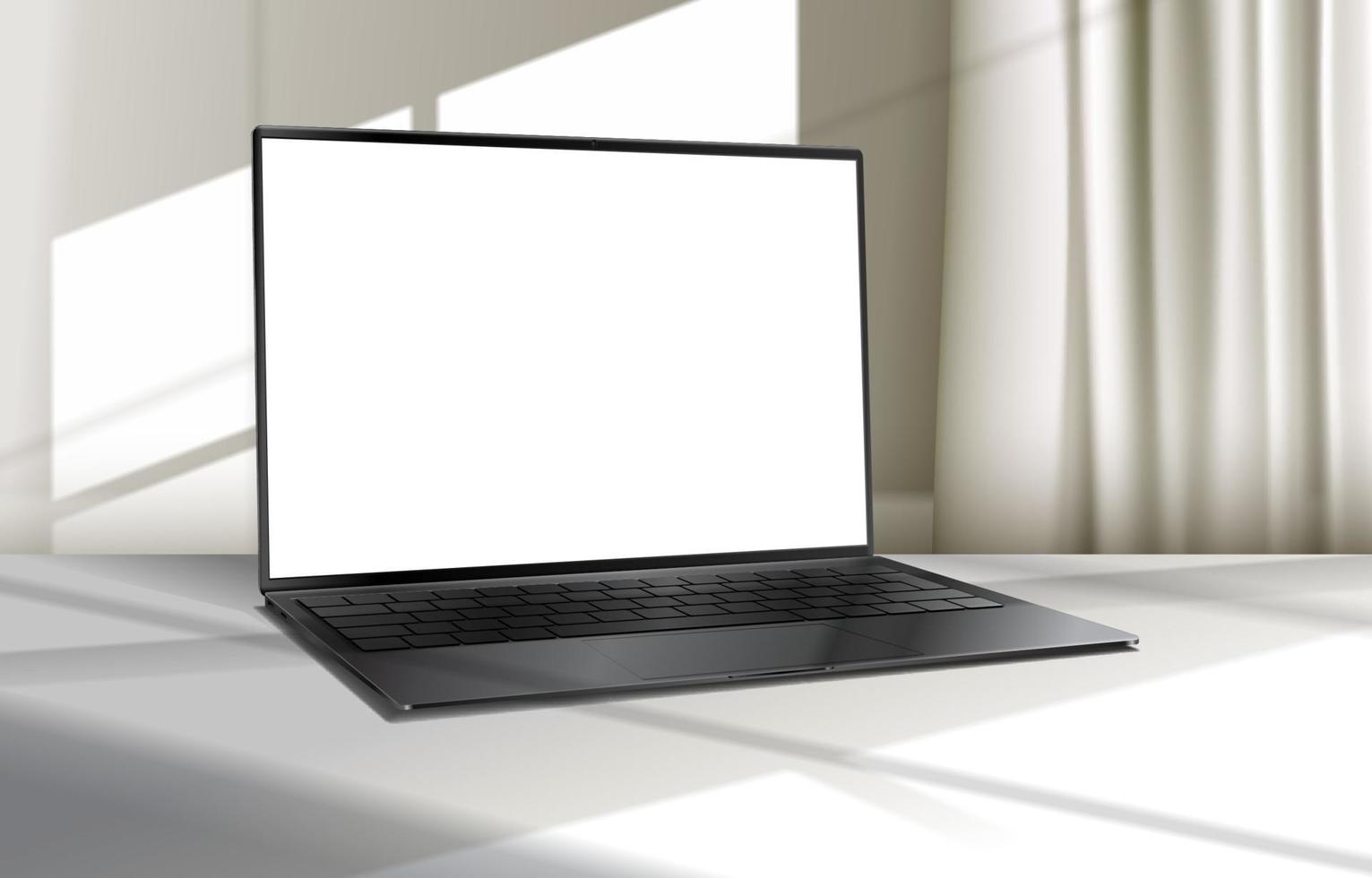 3D Realistic Black Grey Laptop Mockup Template vector