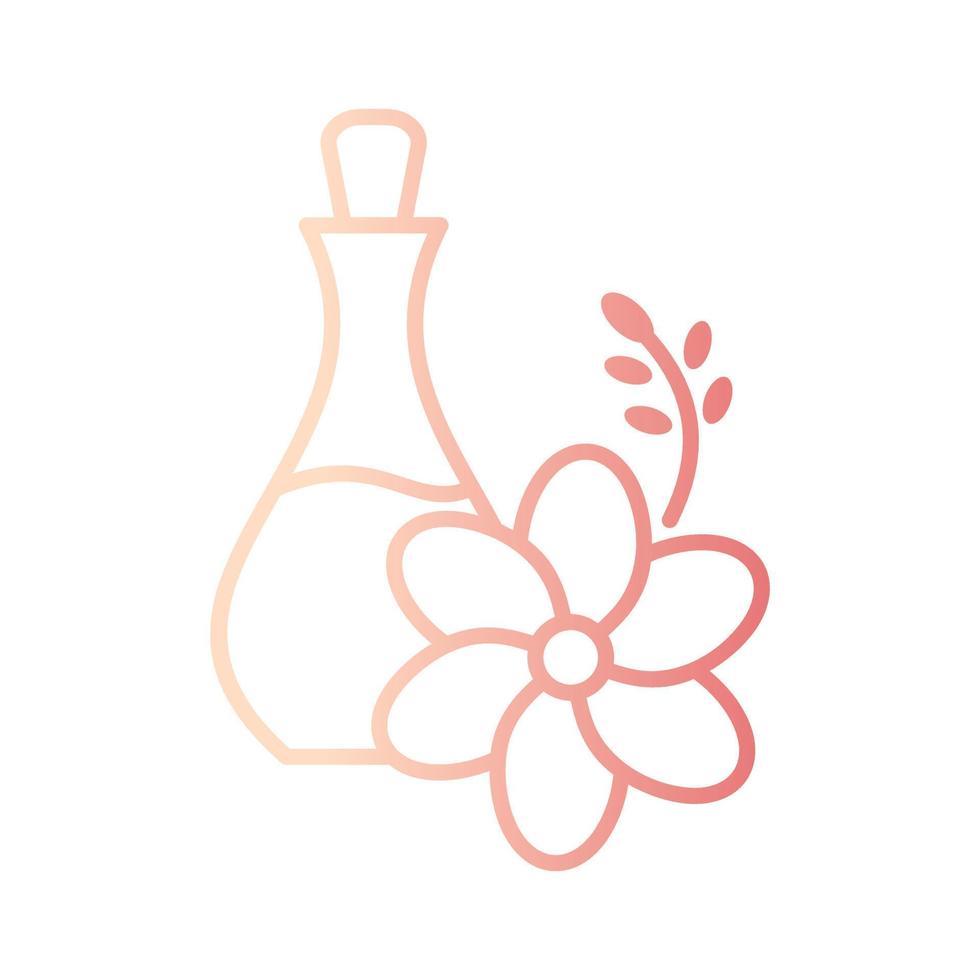 flower oil bottle gradient outline icon vector illustration