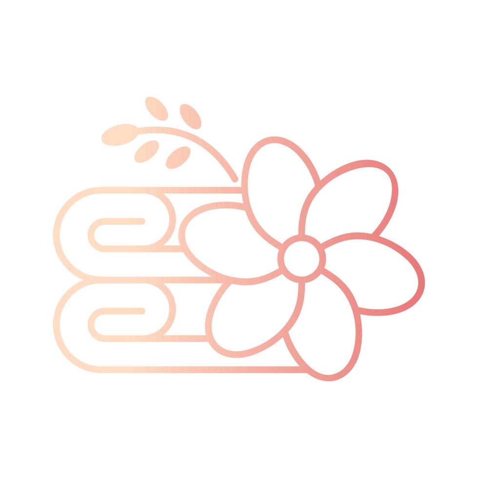 flower with folding towel gradient outline icon vector illustration