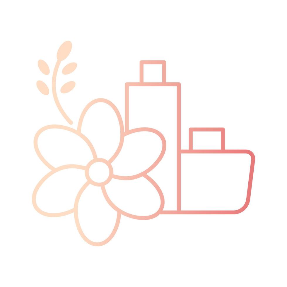 flower cosmetic bottle gradient outline icon vector illustration