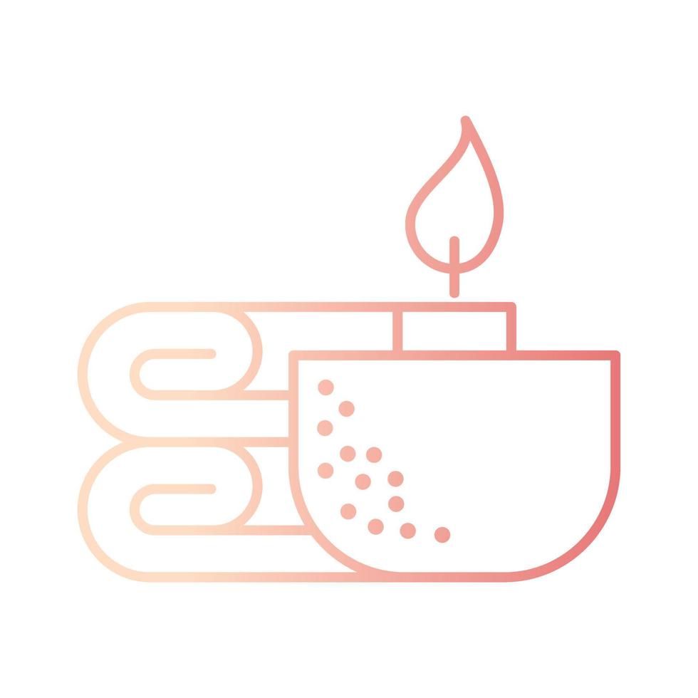 towel with aromatic candle light gradient outline icon vector illustration