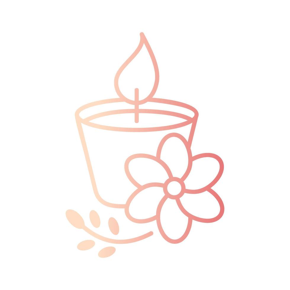 flower with aroma therapy candle gradient outline icon vector illustration