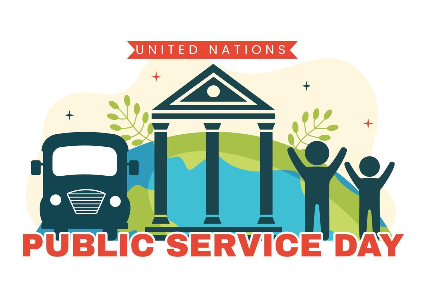 United Nations Public Service Day Vector Illustration on June 23 with Publics Services to the Community in Flat Cartoon Hand Drawn Poster Templates