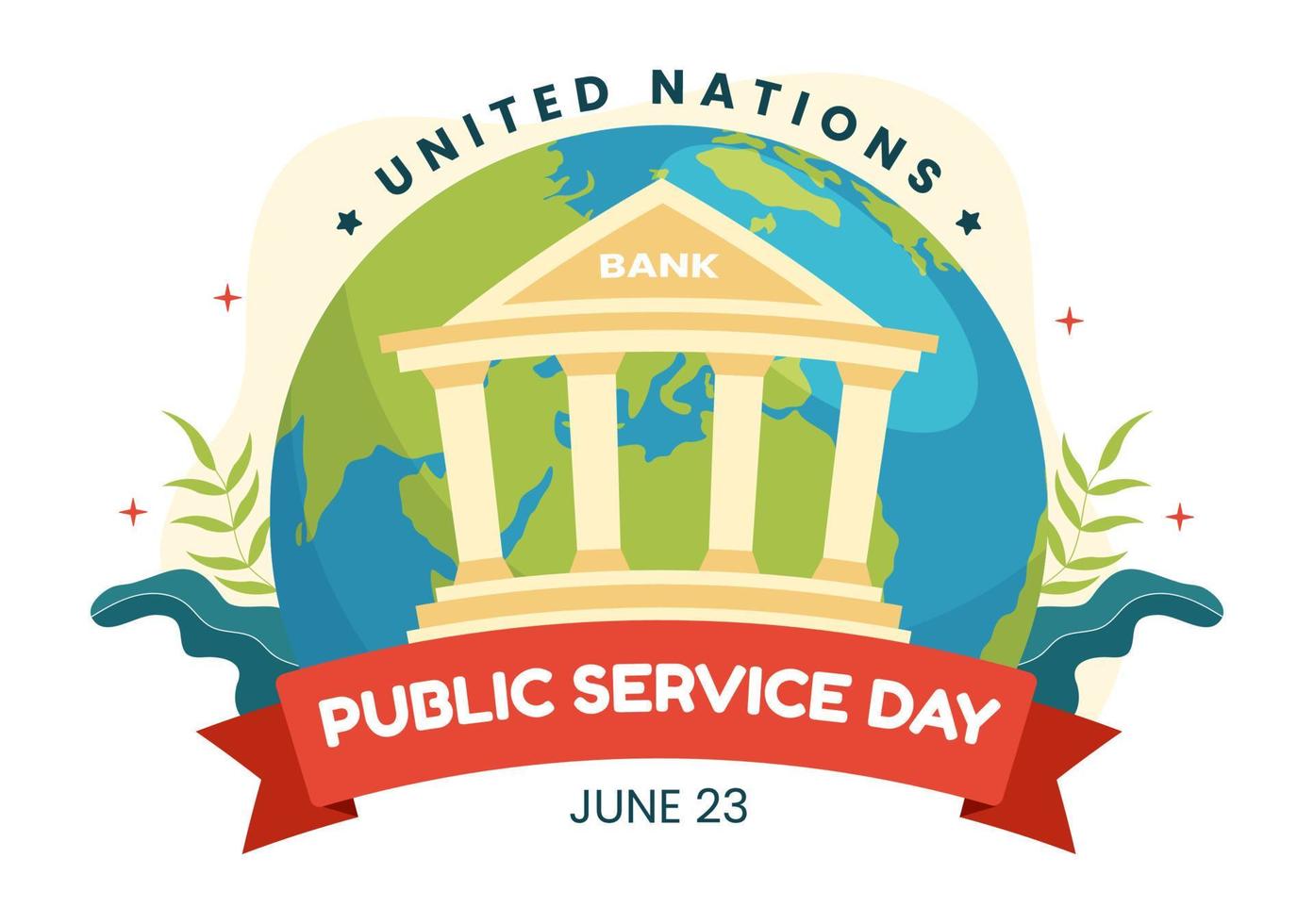 United Nations Public Service Day Vector Illustration on June 23 with Publics Services to the Community in Flat Cartoon Hand Drawn Poster Templates