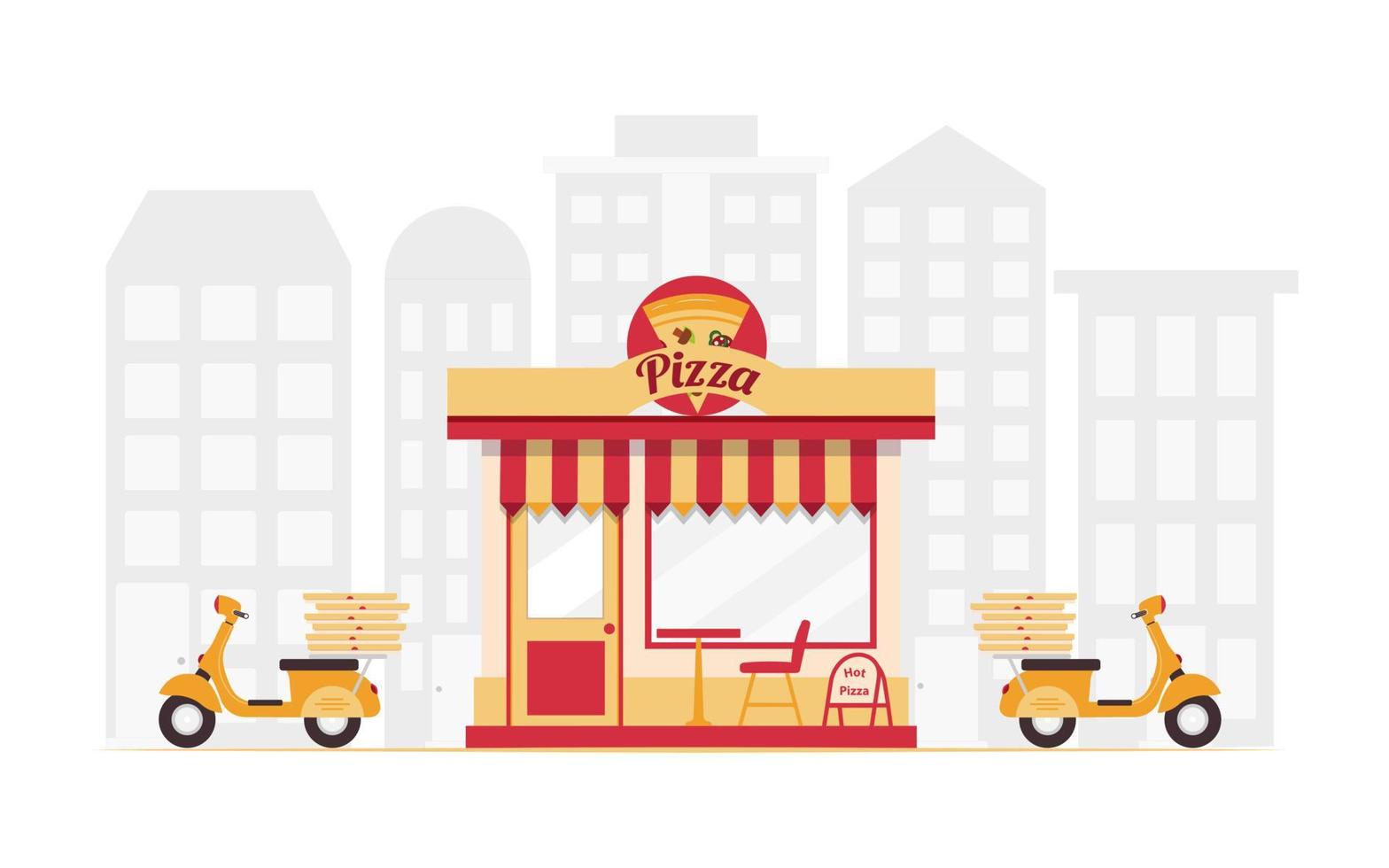 Food online order smartphone. Pizza delivery. Food delivery concept for banner, website design or landing web page. vector