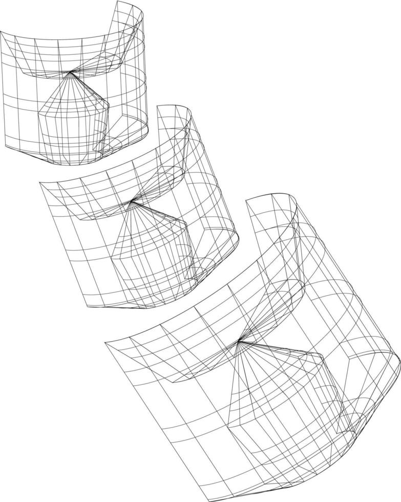 Triple Black Wireframes Element vector