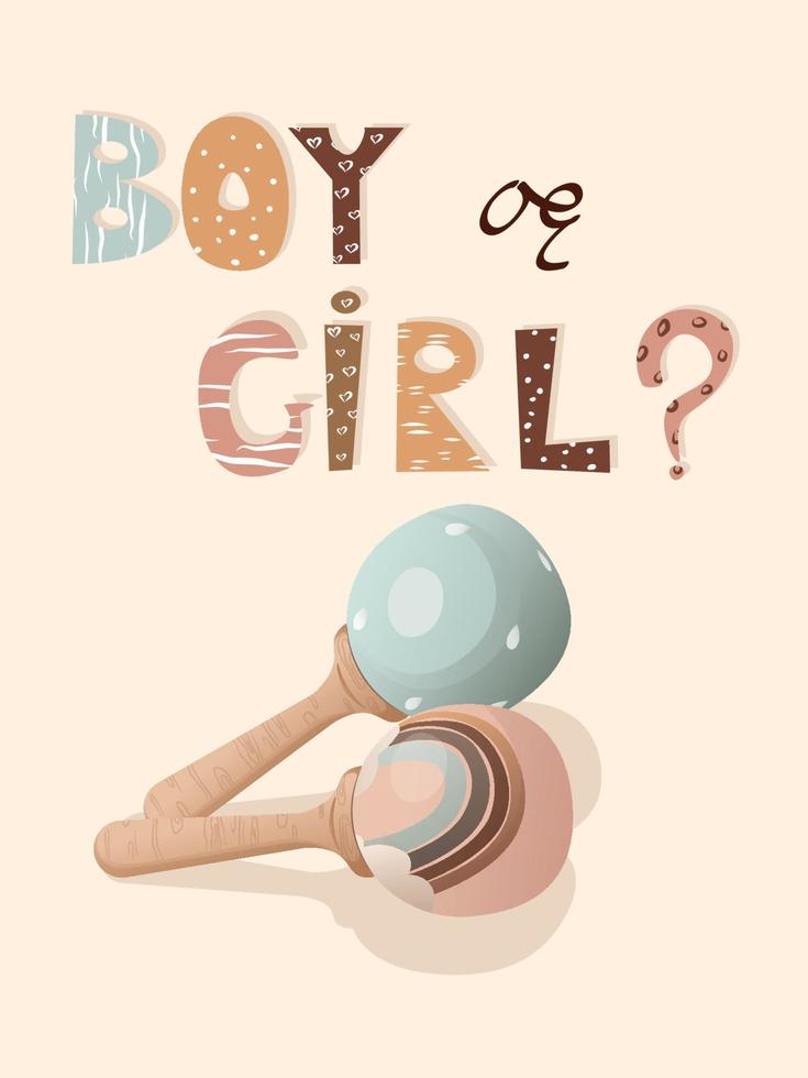 Baby shower invitation card, boy or girl, vector