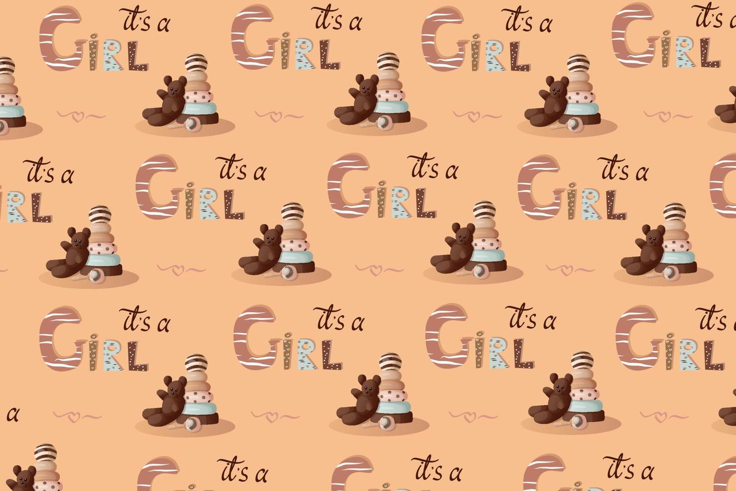 Seamless pattern for baby shower, words it is girl vector