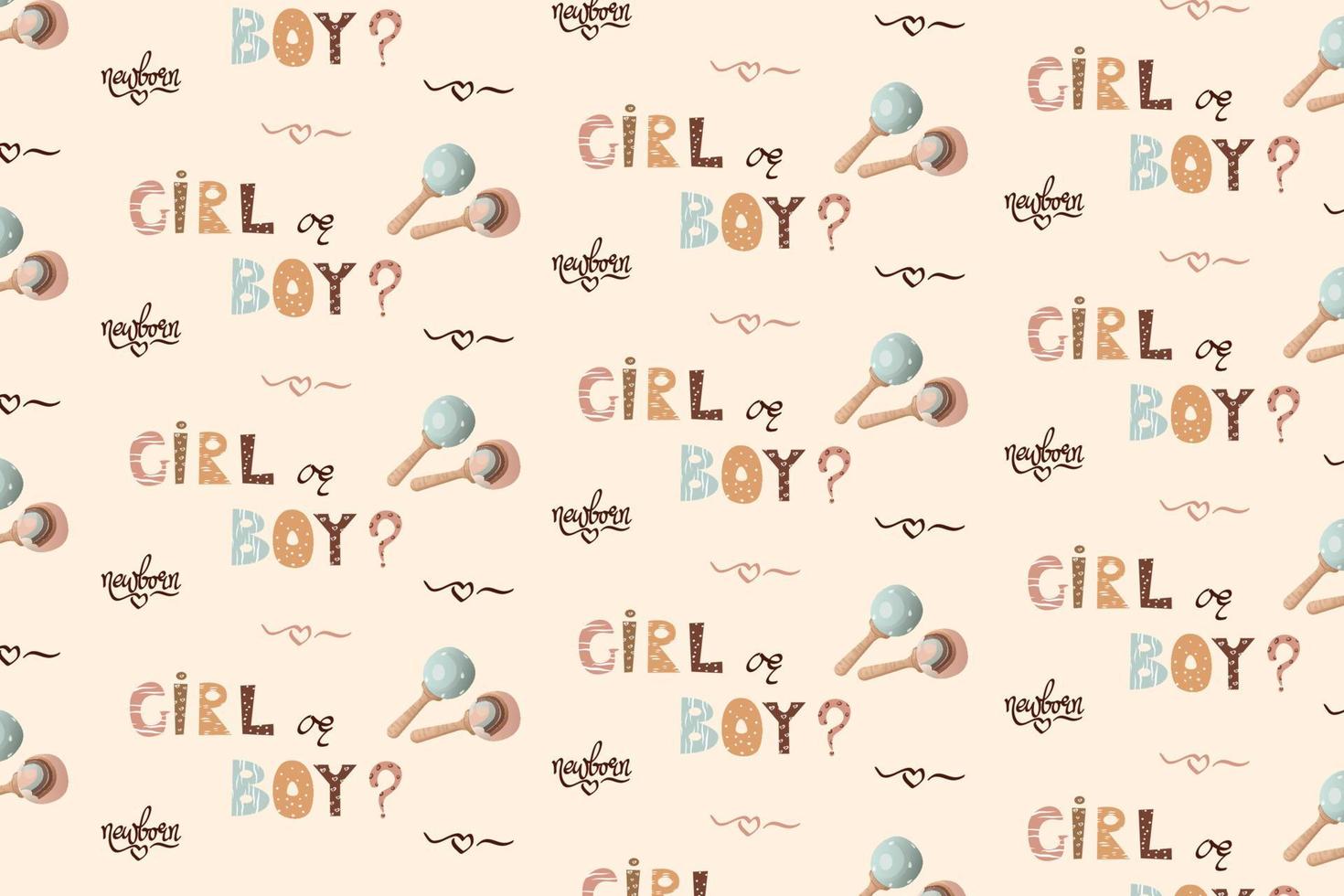 Seamless pattern for baby shower, word boy or girl vector