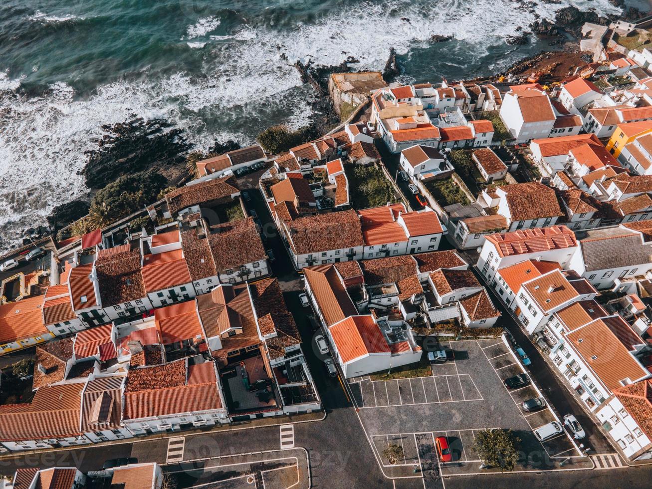 Drone view of Vila Franca do Campo in Sao Miguel, Azores photo