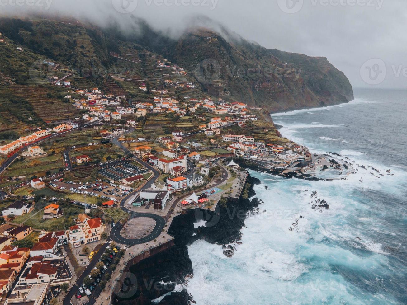 Drone view of Porto Moniz in Madeira, Portugal photo